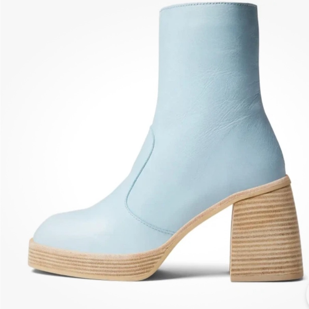 Free People Celeste Blue Ruby Platform Booties Sky Blue Heeled Boots